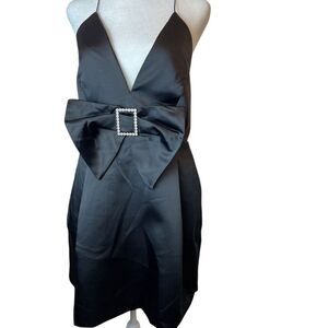 MNG‎ Mango Women's Vestido Cutie Mini Dress Size 8 NWT BLACK  Pockets Lace Up